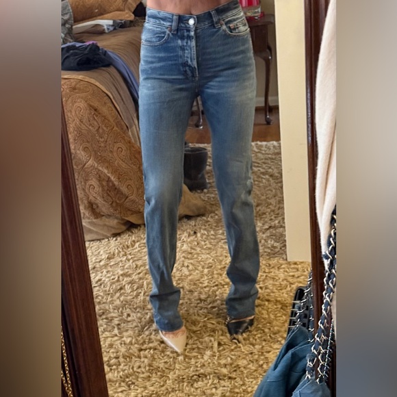 Saint Laurent Mid-Rise Faded Denim Bootcut Jeans - Picture 4 of 16